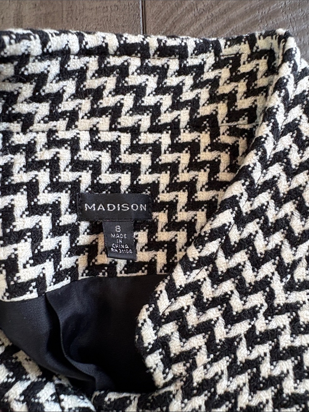 Madison Black & White Herringbone Pea Coat - Picture 3 of 7